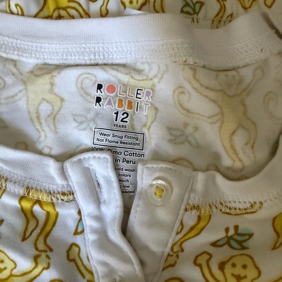 Roller Rabbit Yellow and White Monkey Pajama Set - Picture 2 of 2